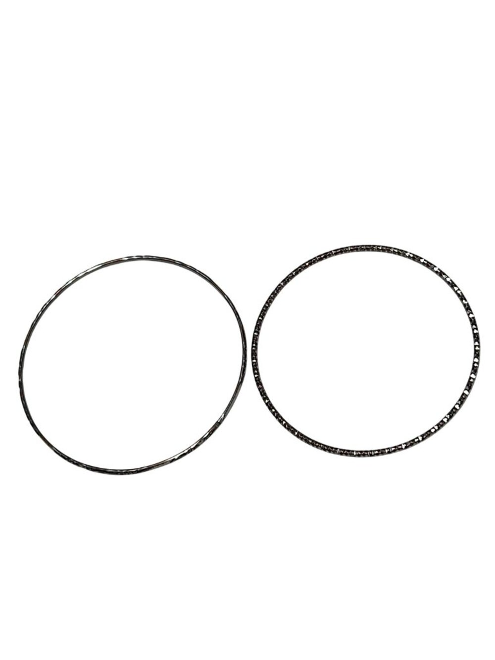 Vintage Etched Textured Bangle Bracelets Set of 2 Silver Tone Jewelry Women